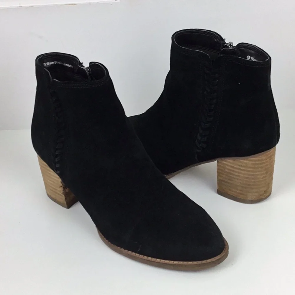 Blondo Suede Ankle Boots Block Heel Waterproof Chunky 9.5